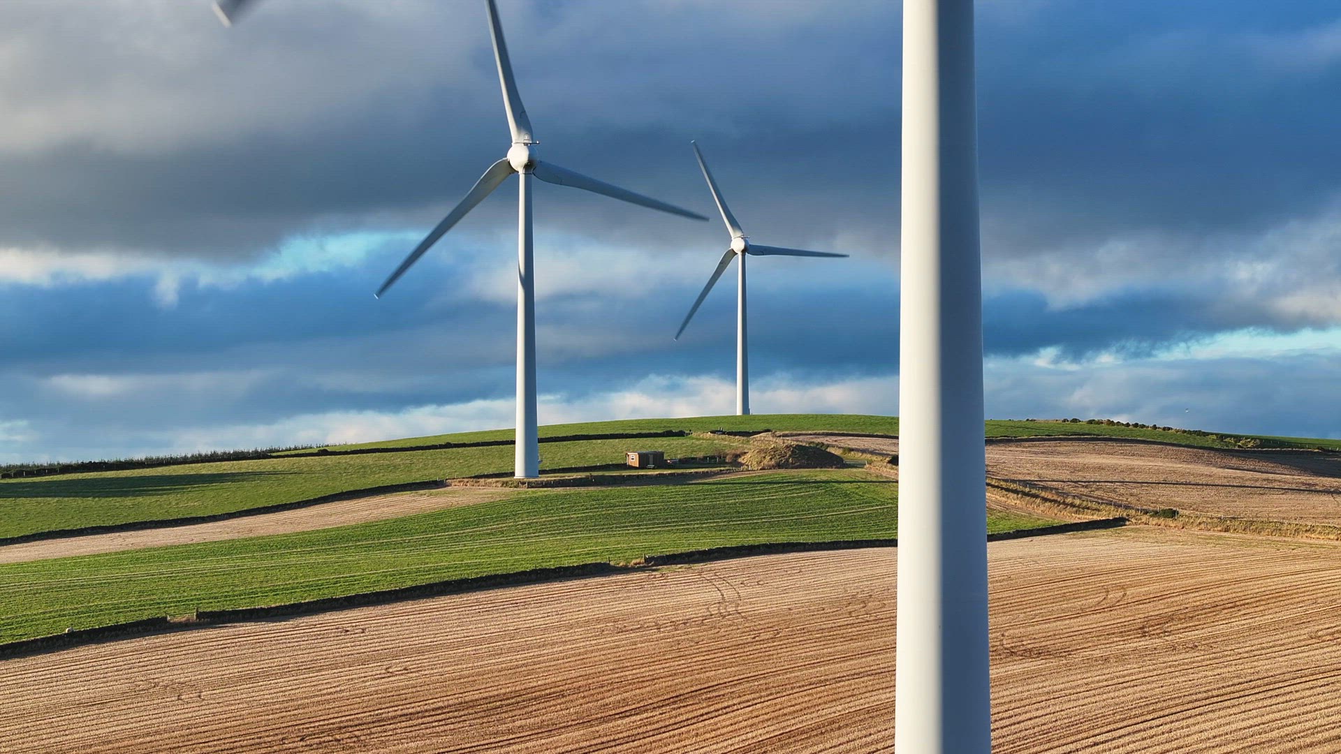 Wind Farm Turbines Generating Reliable Renewable Power Aerial View