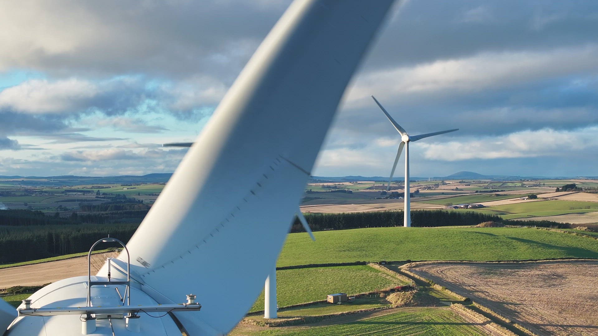 Wind Farm Turbines Generating Reliable Renewable Power Aerial View