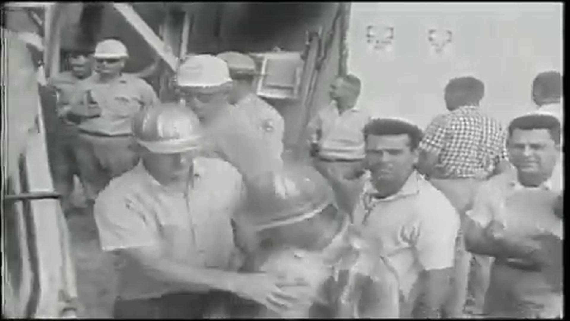1964: Civil rights activist Percy Green scales the Gateway Arch