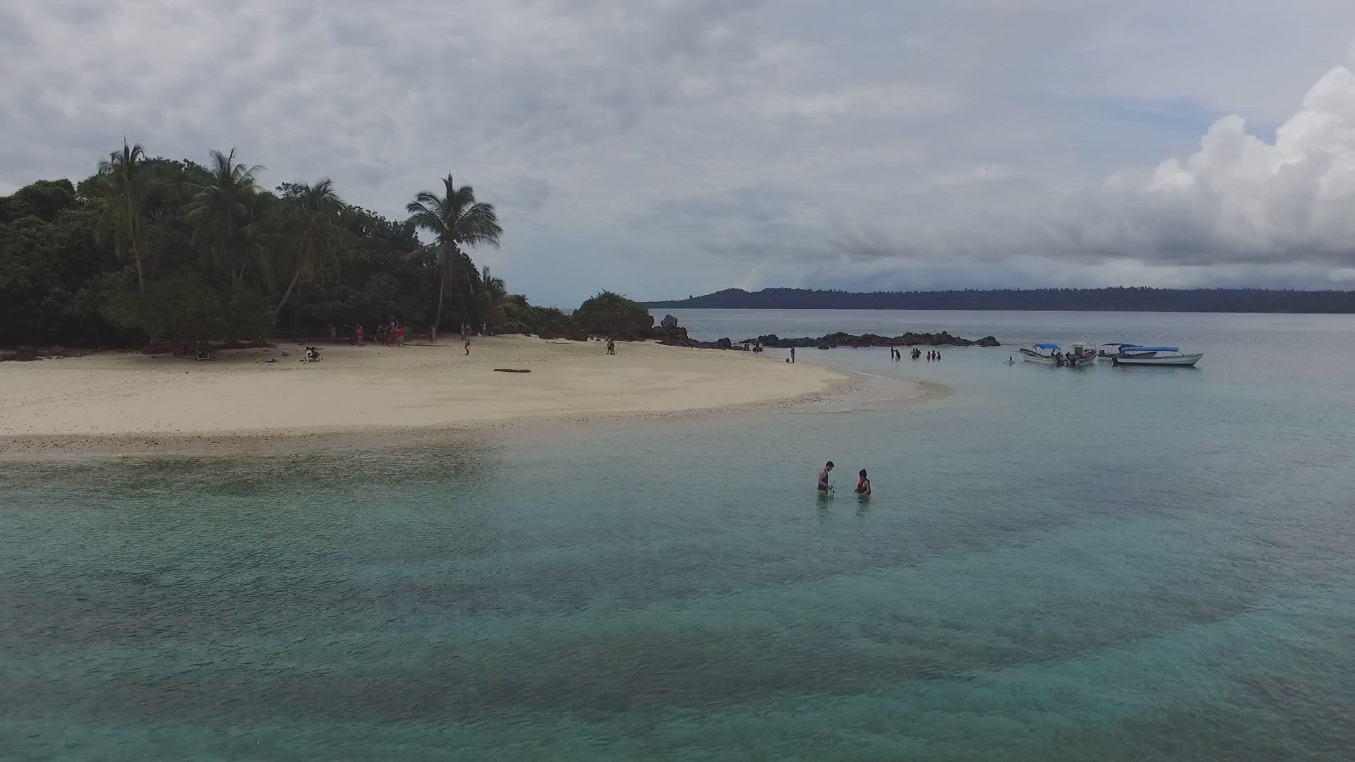 Idyllic paradise virgin unspoiled tropical island aerial drone view