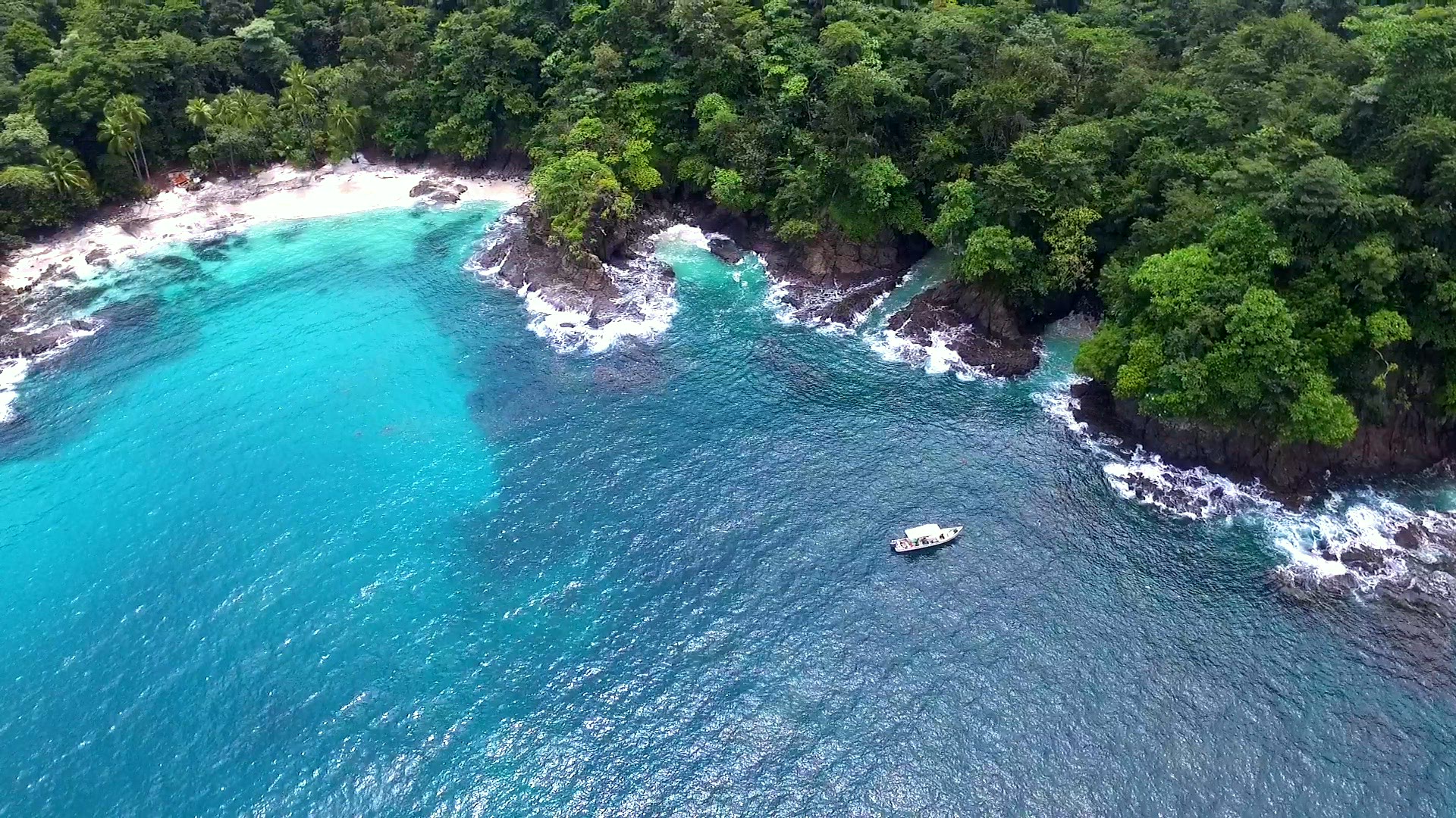 Idyllic paradise virgin unspoiled tropical island aerial drone view