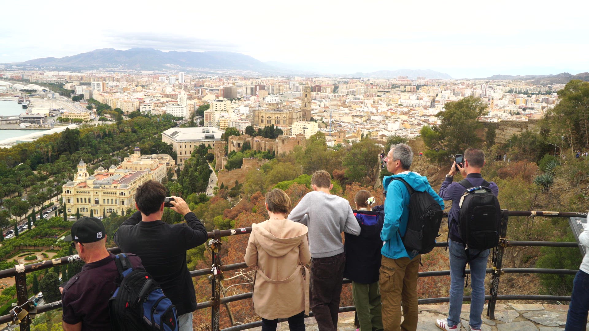 tourists at viewpoint Malaga.mp4