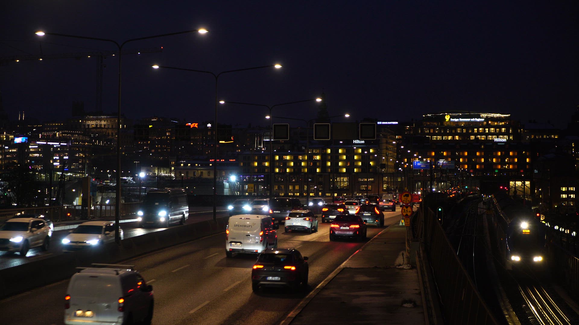 Central Stockholm - dusk - traffic - train- 2.MP4