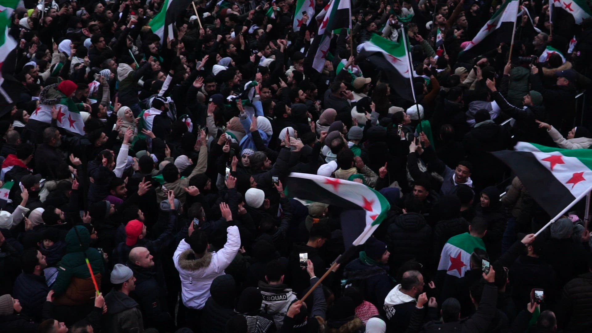 Syrians celebrating fall of Assad regime - Stockholm - slowmotion.mp4