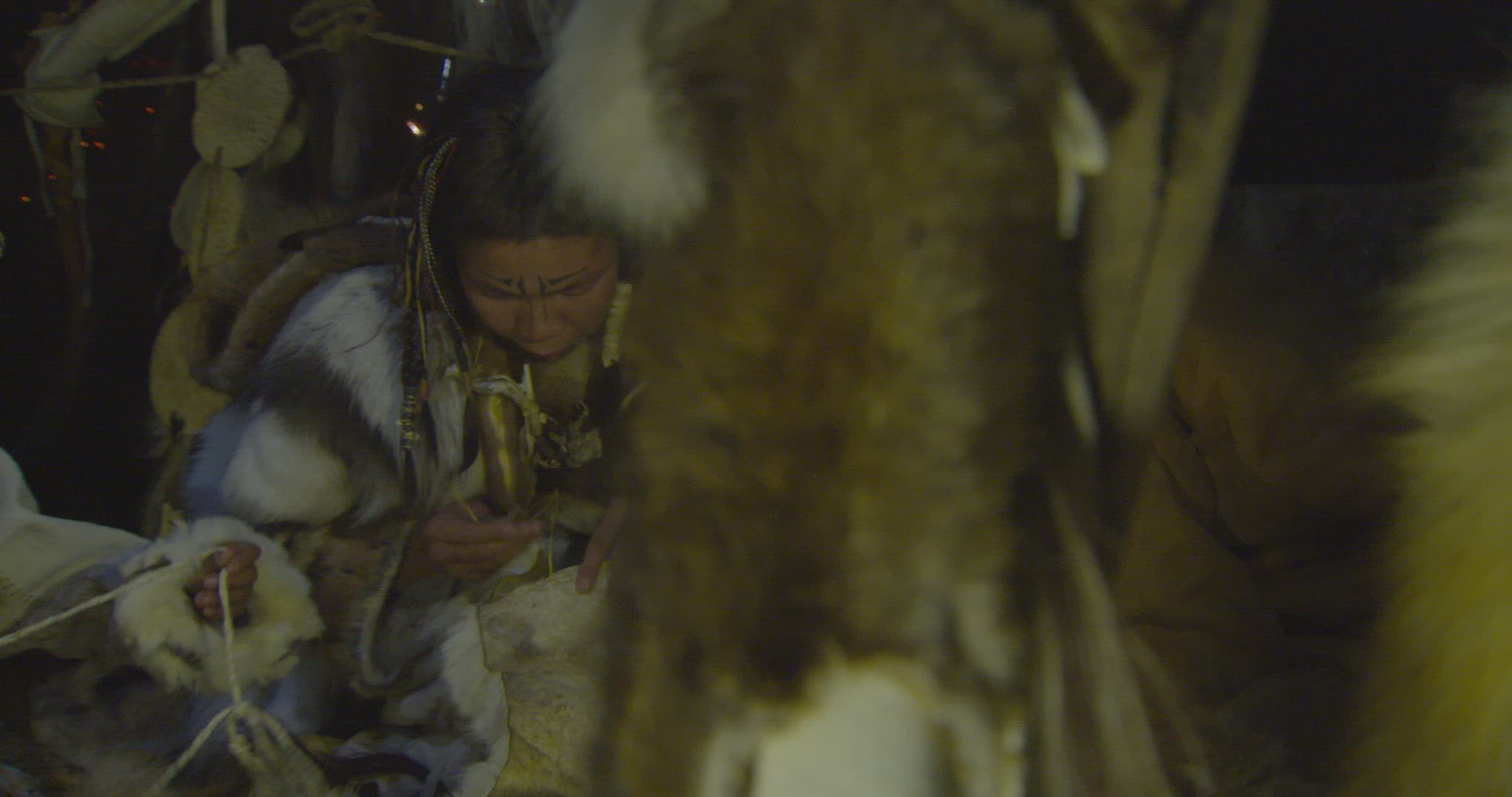 nomadic hunters inside hut