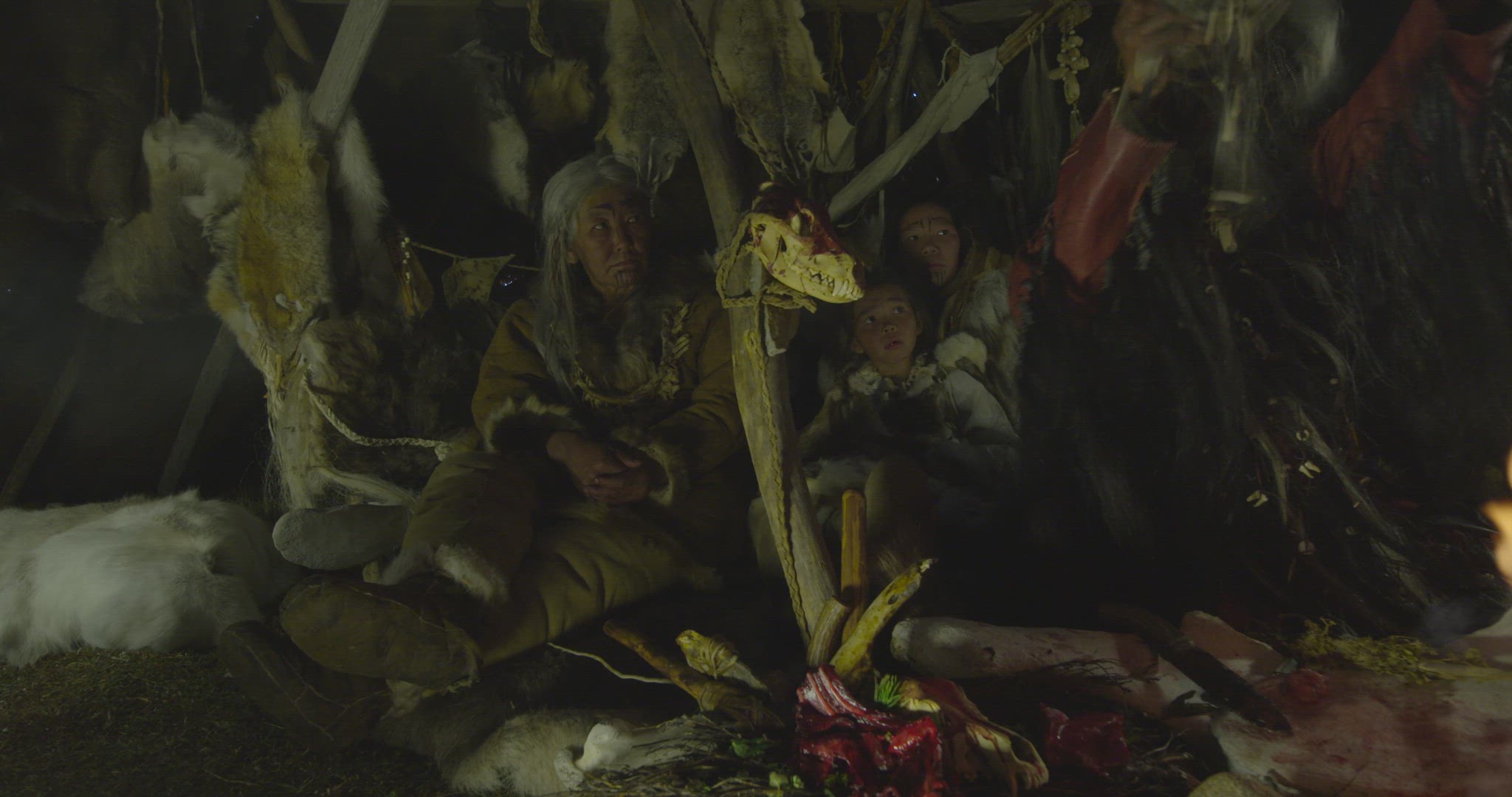 nomadic hunters inside hut