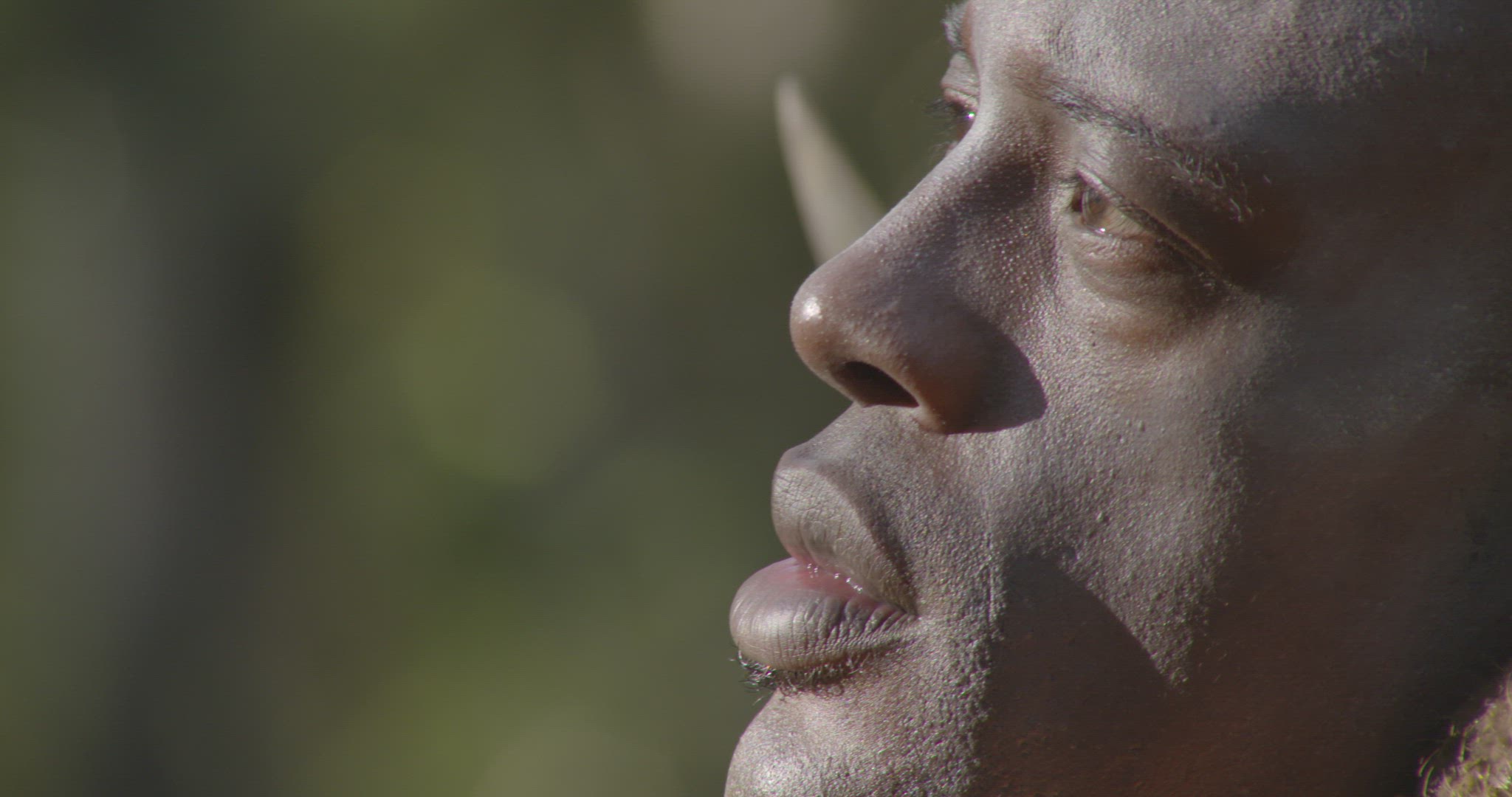 face of early human looking into the sun