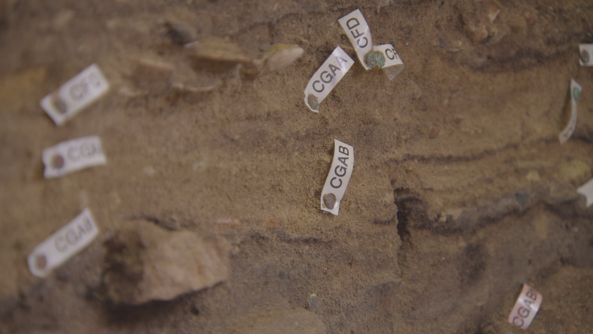 archaeology dig markings in cave