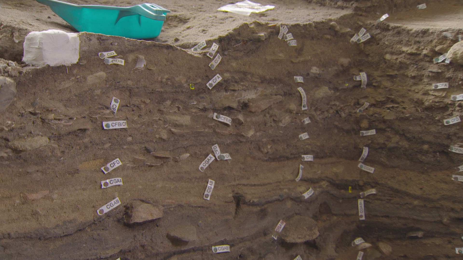 archaeology dig markings in cave