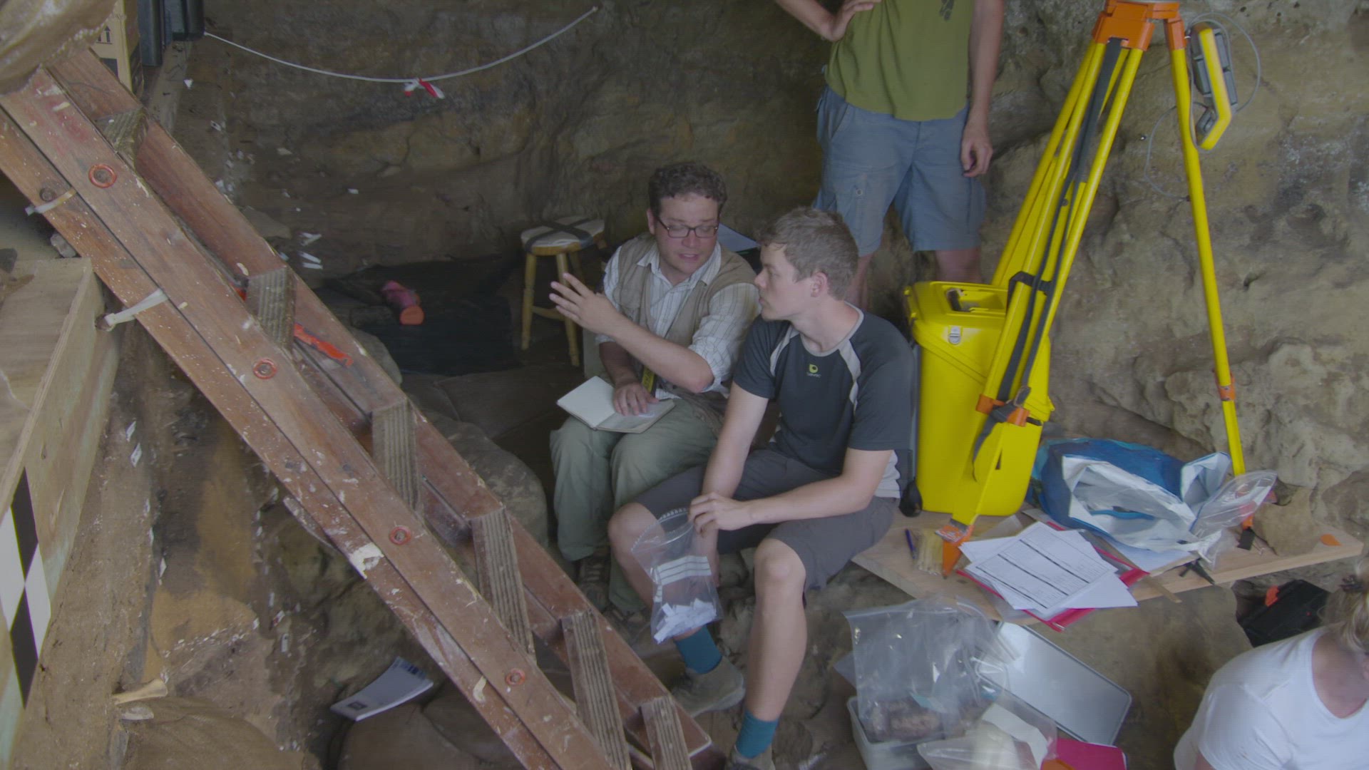 archaeologists sitting and talking