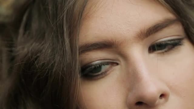 Beautiful Close Up Of Female Blue Eyes With Professional Makeup