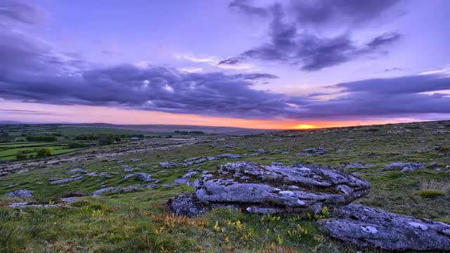 Stunning sunset track in to rocks with etheral clouds Time-lapse 4K