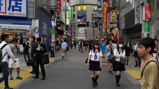 Busy Shibuya Shopping District Daytime  - Shibuya, Tokyo Japan