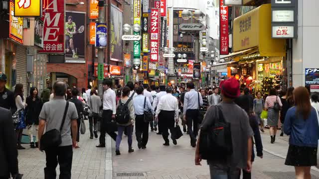 Busy Shibuya Shopping District Daytime - Tokyo Japan