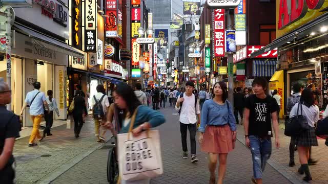 Busy Shibuya Shopping District Daytime  - Shibuya, Tokyo Japan