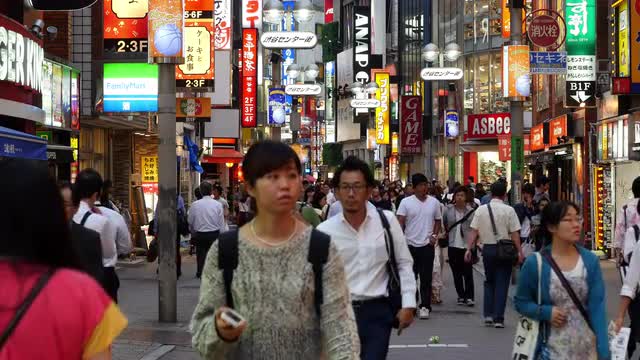 Busy Shibuya Shopping District Daytime  - Shibuya, Tokyo Japan