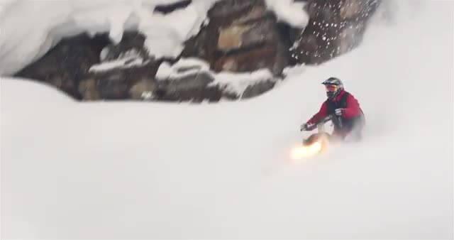 Snowmobile Cliff Drop 4K
