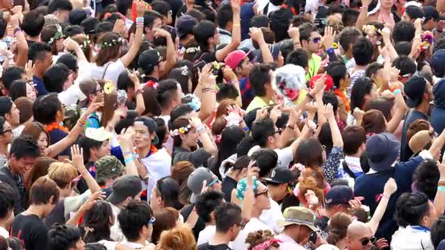 Large Crowd at Electronic Music Festival - Tokyo Japan