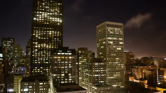 Time Lapse of Fog Passing over San Francisco Skyline at Night