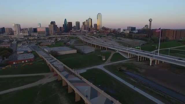 The Continental Avenue Bridge and The Margaret Hunt Hill Bridge over Singleton Boulevard in Downtown