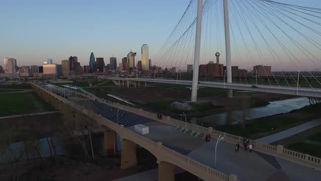 The Continental Avenue Bridge and The Margaret Hunt Hill Bridge over Singleton Boulevard in Downtown
