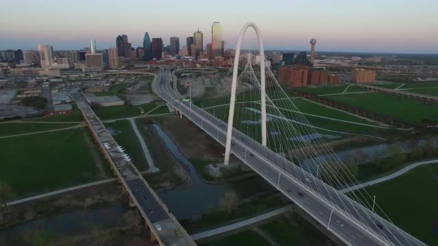 The Margaret Hunt Hill Bridge over Singleton Boulevard in Downtown Dallas