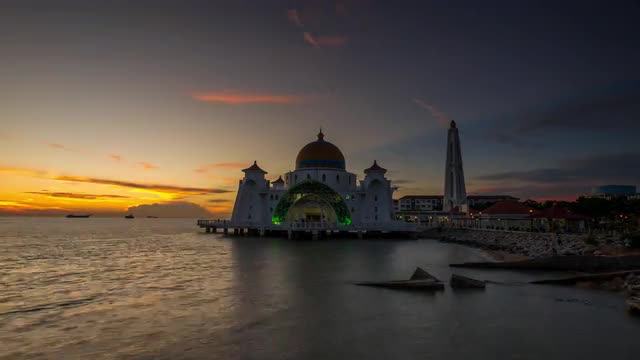 Sunset Time Lapse at a floating Mosque.