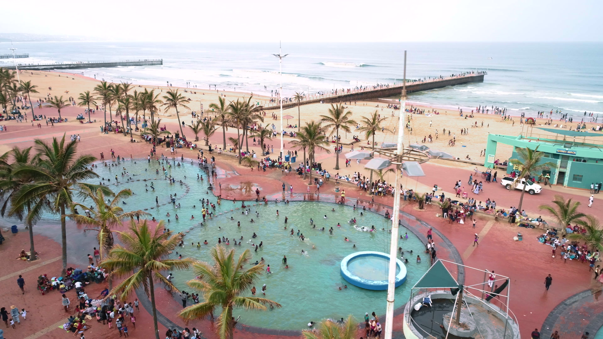 Crowds enjoying the various rides at an amusement on the Durban Beachfront