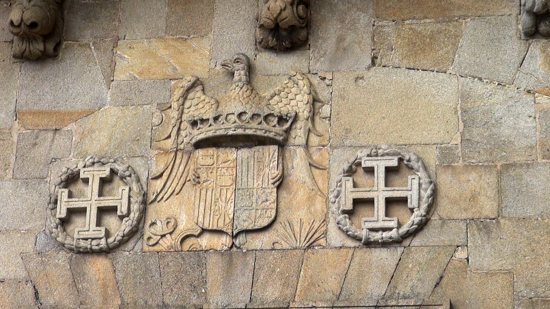 Coat of arms on the arch of the Santiago de Compostela Cathedral