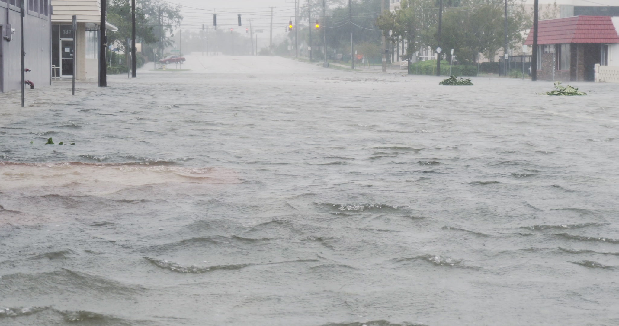 Downtown street flooded, Hurricane Matthew, Florida, Category 4, 2016