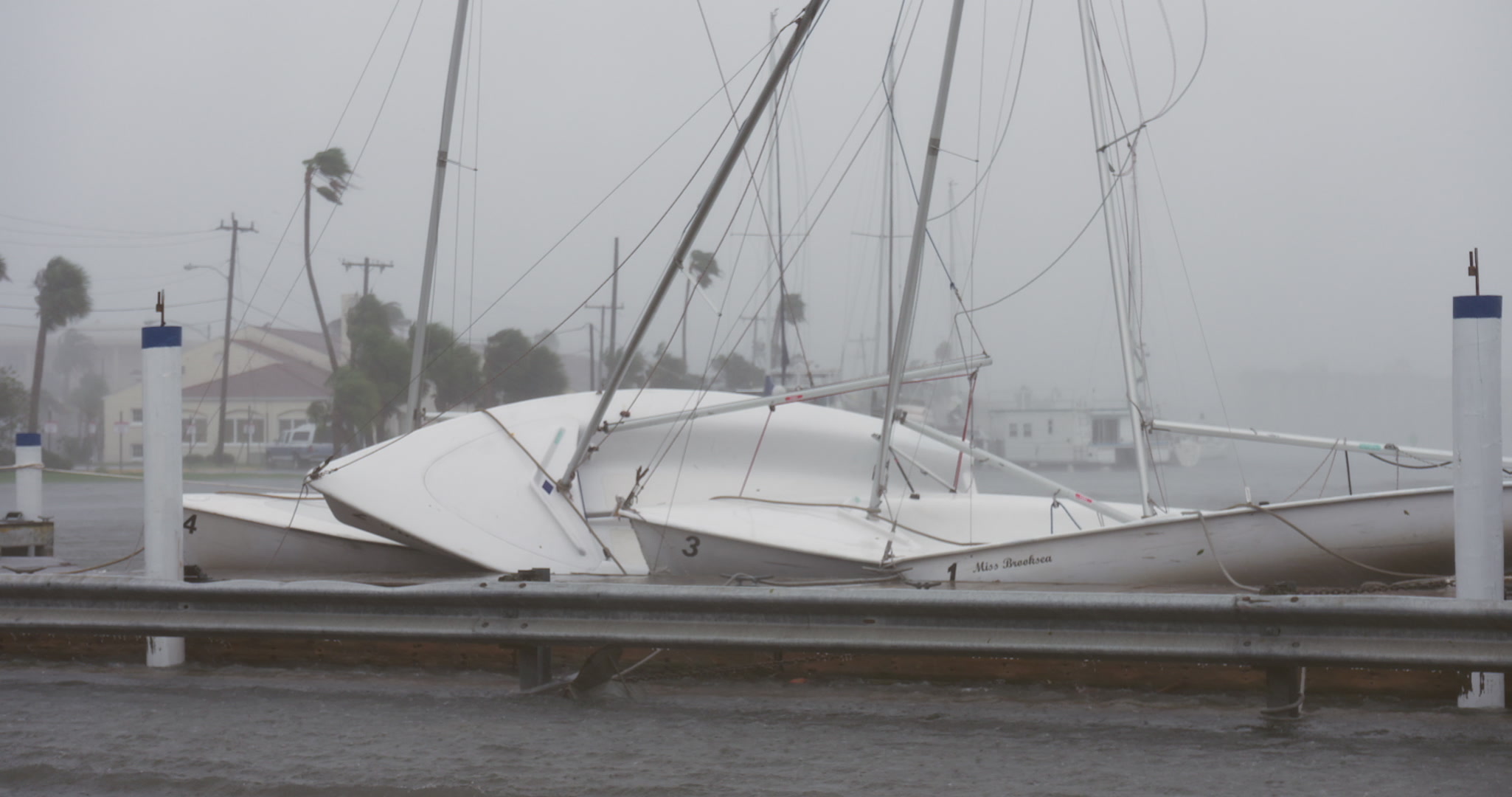 Boats piled up at marina, Hurricane Matthew, Florida, Category 4, 2016