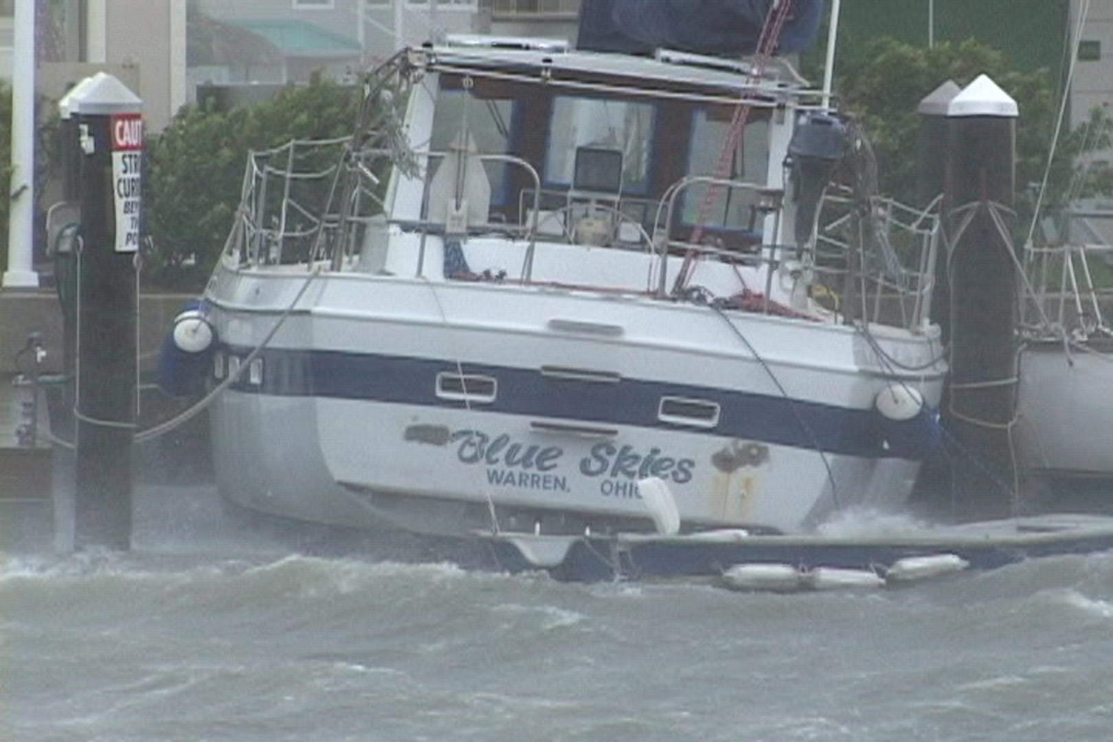 Intense hurricane - Close-up of sailboat tossing in high winds