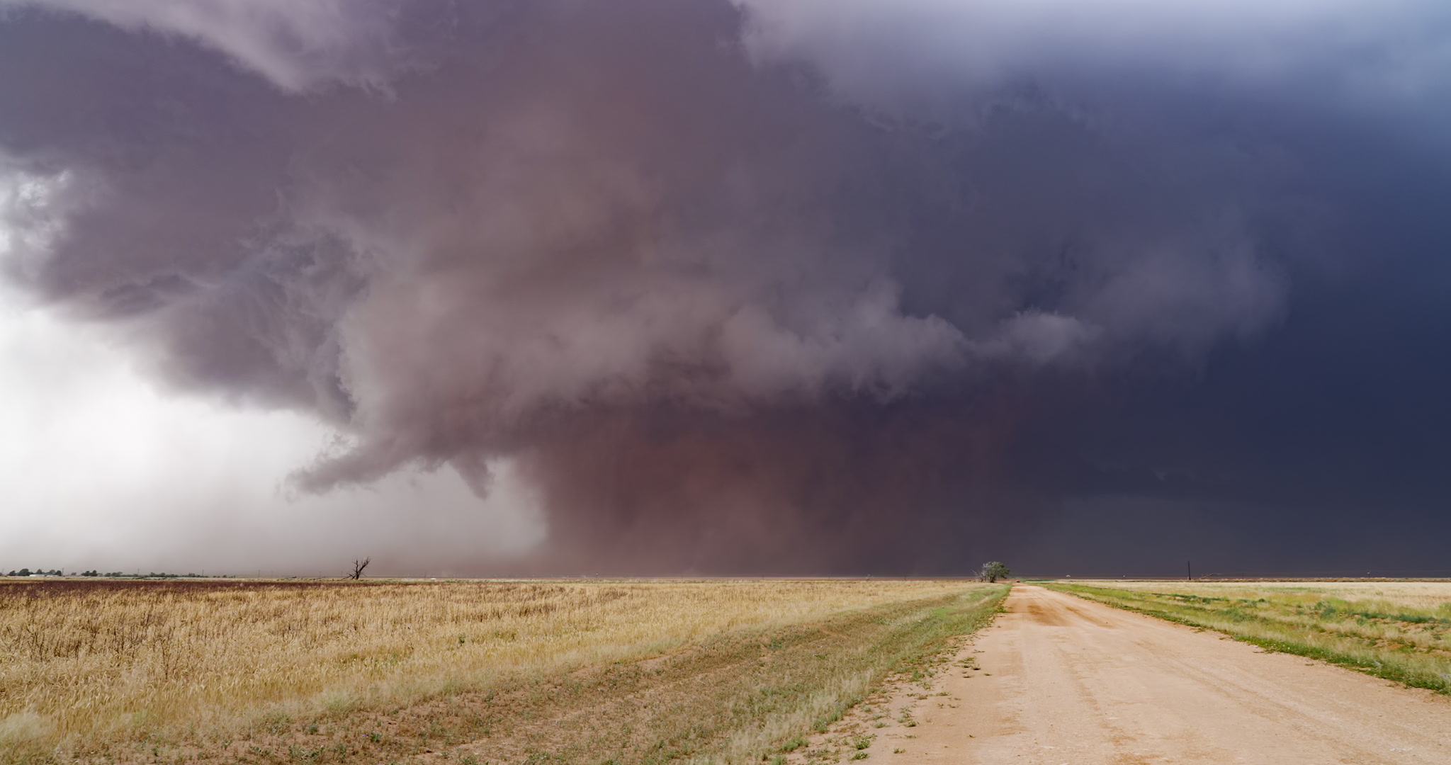 Texas Tornado - Large, dusty wedge tornado approaches road, Morton, Texas, 4K
