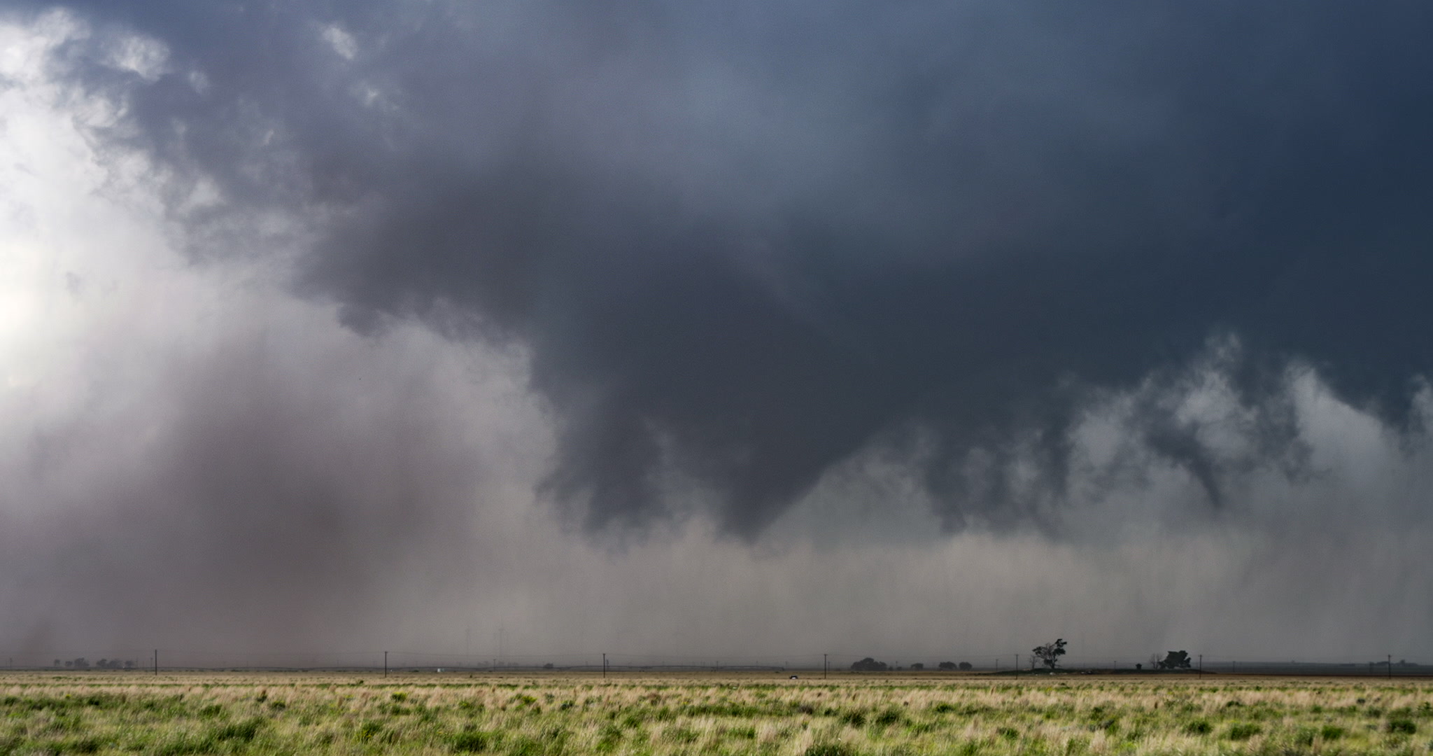 Texas Tornado - Small tornado over farm country, Morton, Texas, 4K