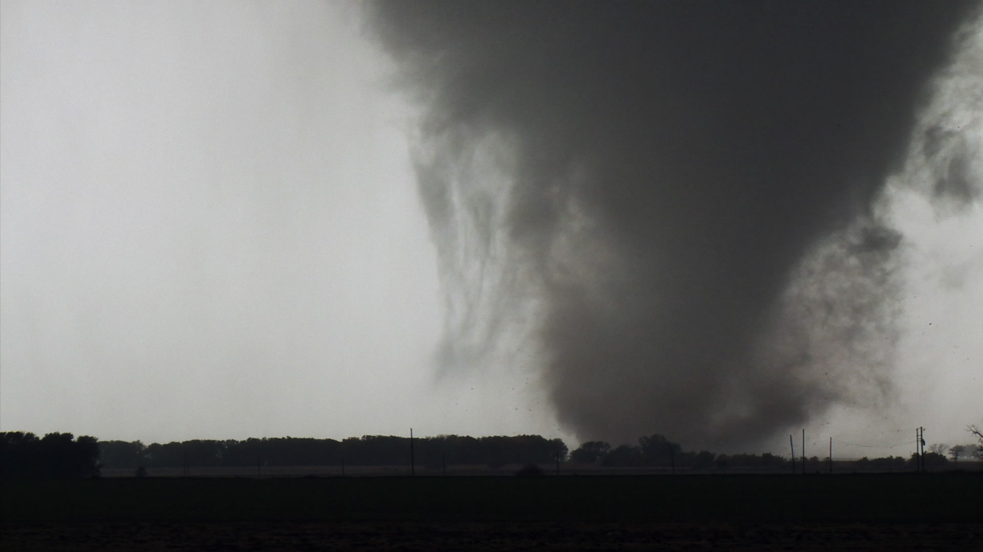Oklahoma Tornado - Tornado behind trees, travels left to right