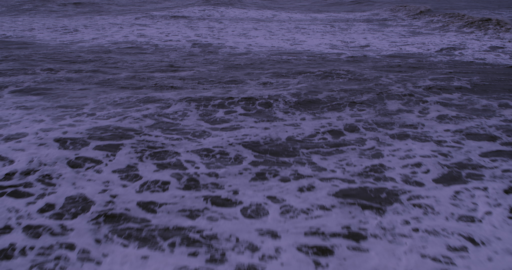 Aerial fly over shot of storm waves, night, 4K