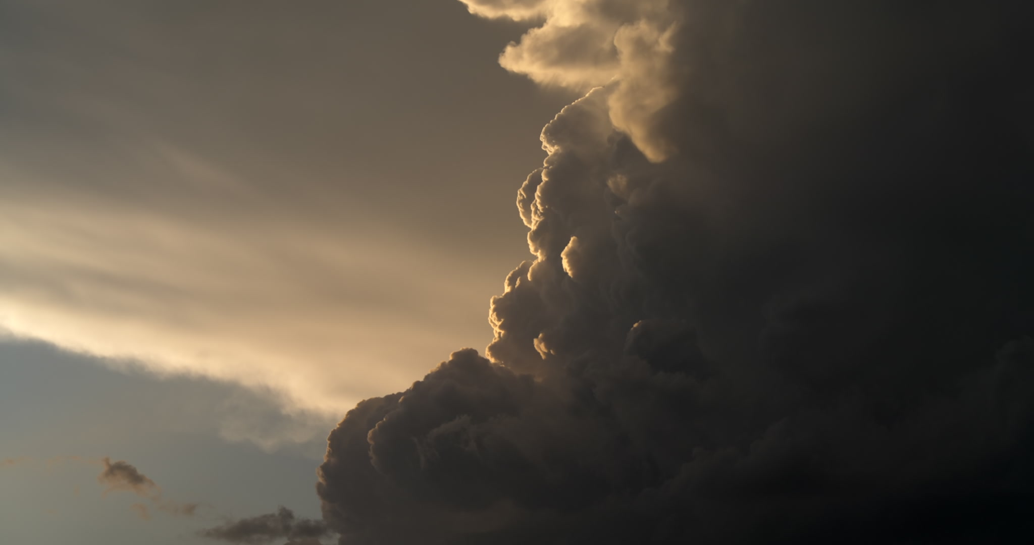 Storm Clouds - Tall thunderstorm tower lit by setting sun, Vernon, Texas, 4K