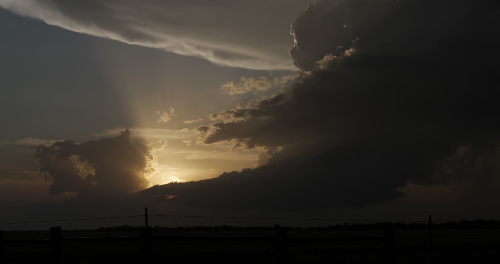Storm Clouds - Supercell thunderstorm drifts slowly past sunset, Vernon, Texas, 4K