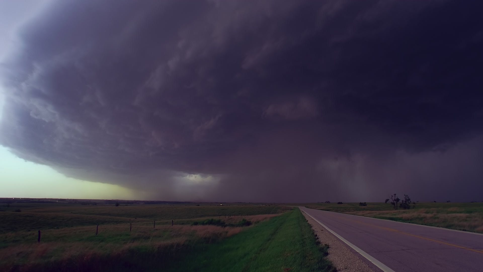 Storms on 35 - Cars escape approaching monster supercell thunderstorm, Salina, Kansas