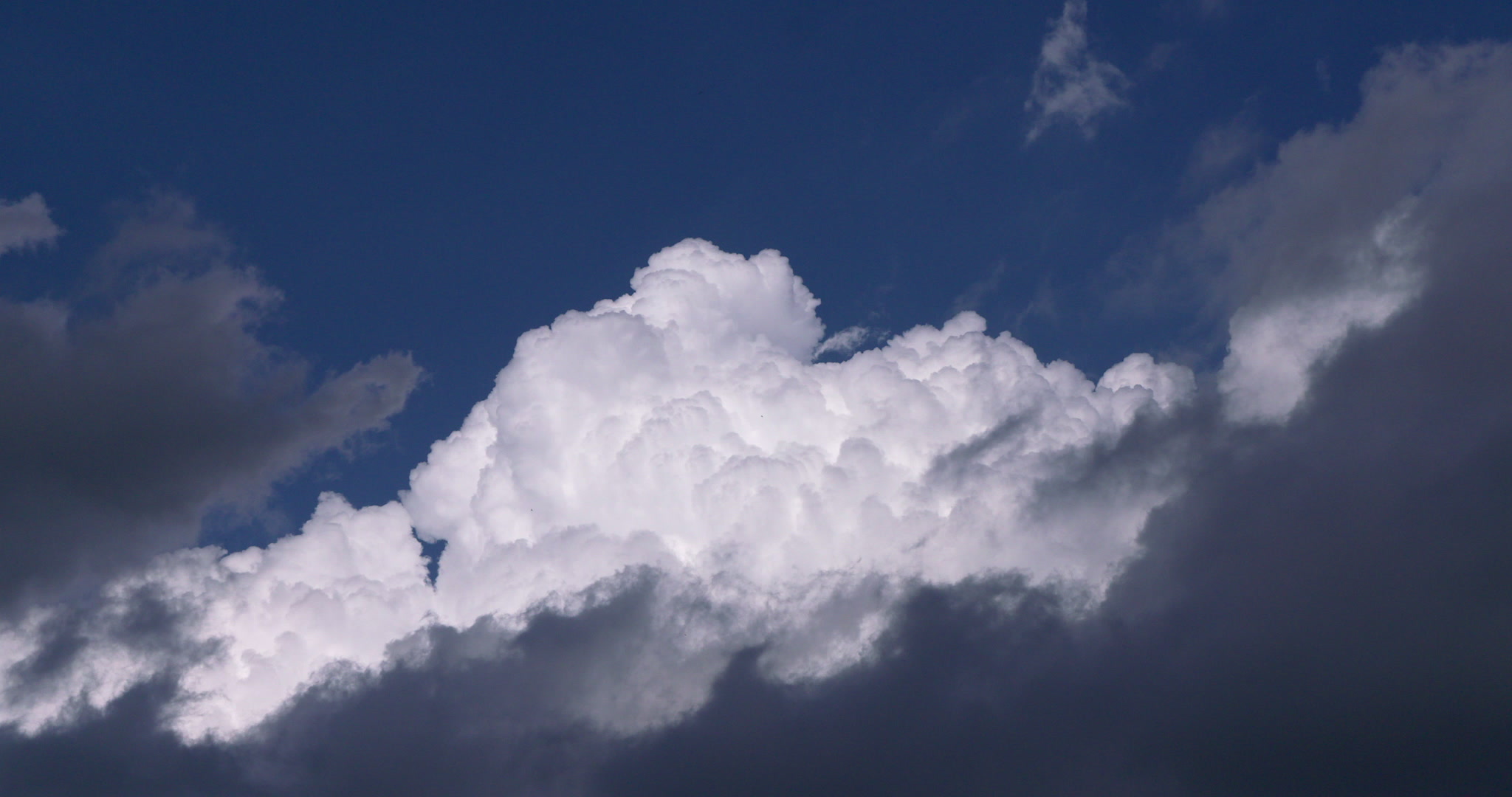 4K Storm Clouds - Towering cumulus build upward at dusk