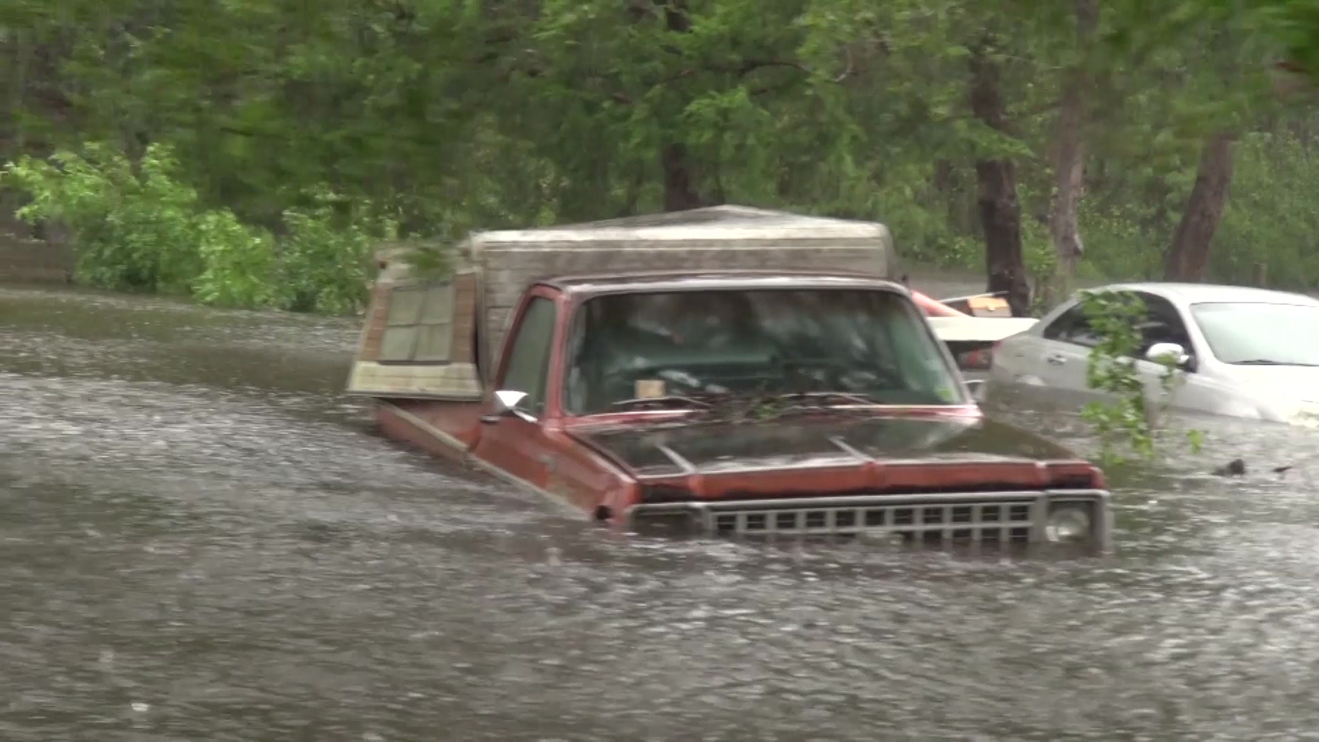 Flooded cars and houses, Hurricane Florence, 2018