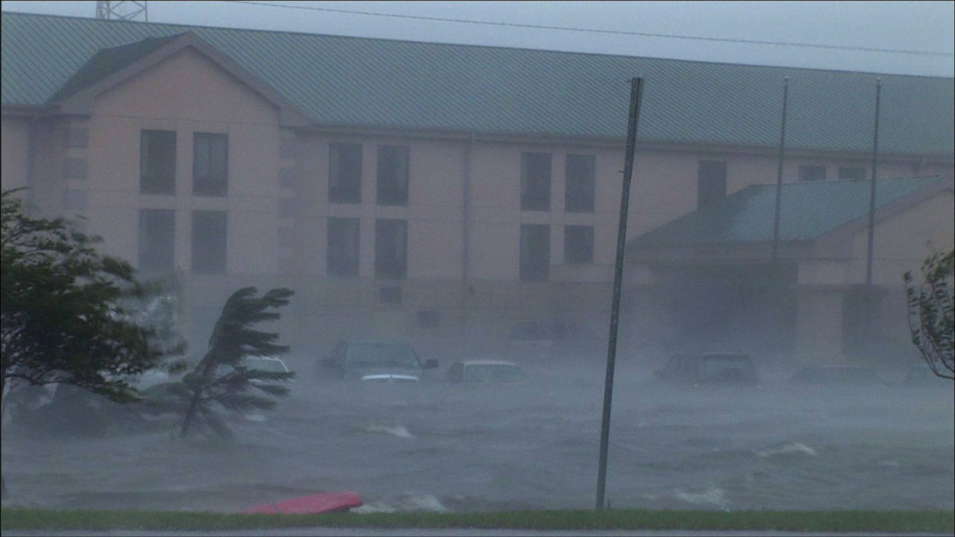 Hurricane Katrina - intense flooding at hotel, 4K