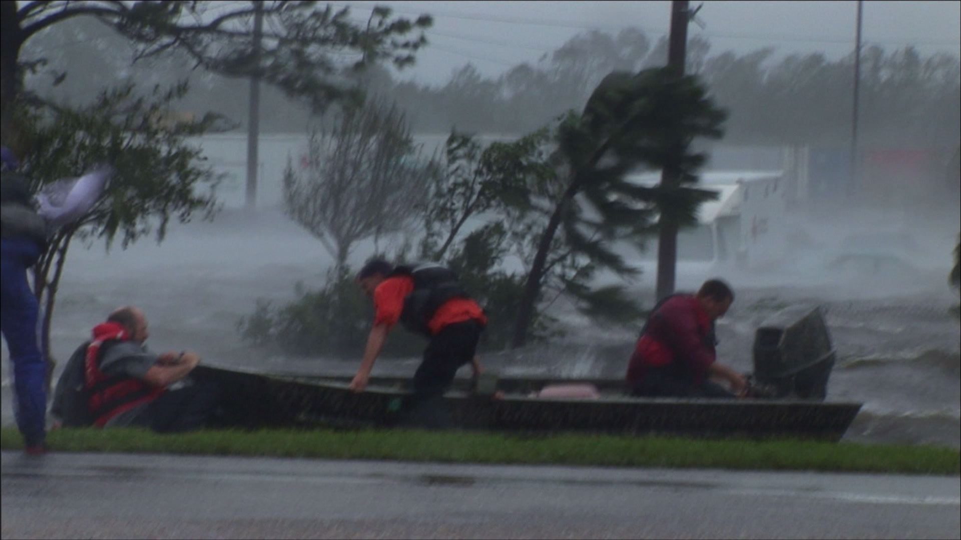 Launching boat, high water rescue team, Hurricane Katrina, 4K
