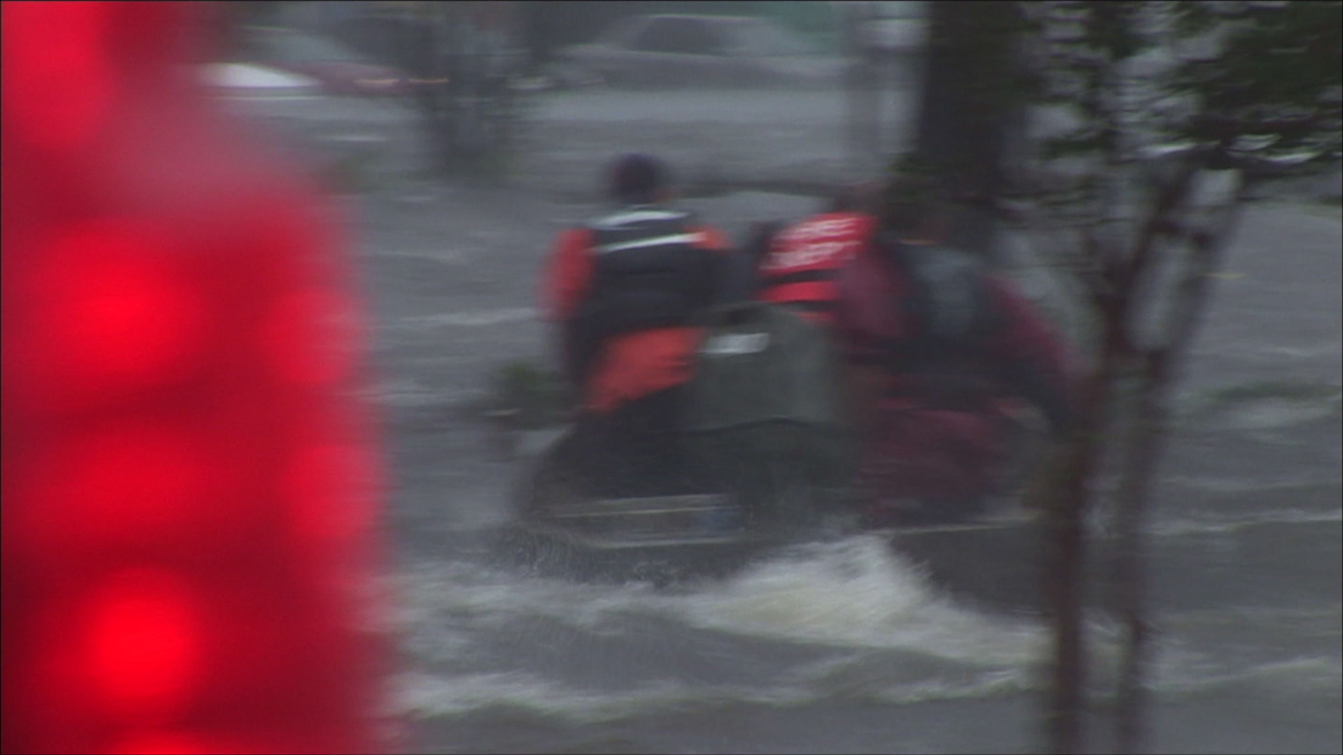 High water rescue team passes nearby, Hurricane Katrina, 4K