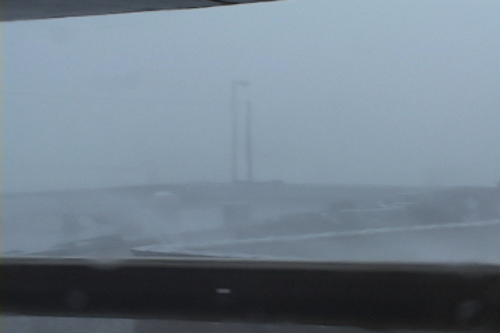 Dramatic, intense winds blow across rooftops, Hurricane Katrina