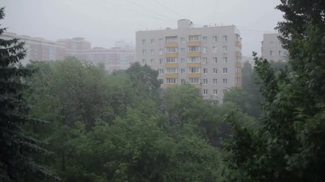 Heavy rain. High angle view from window 3