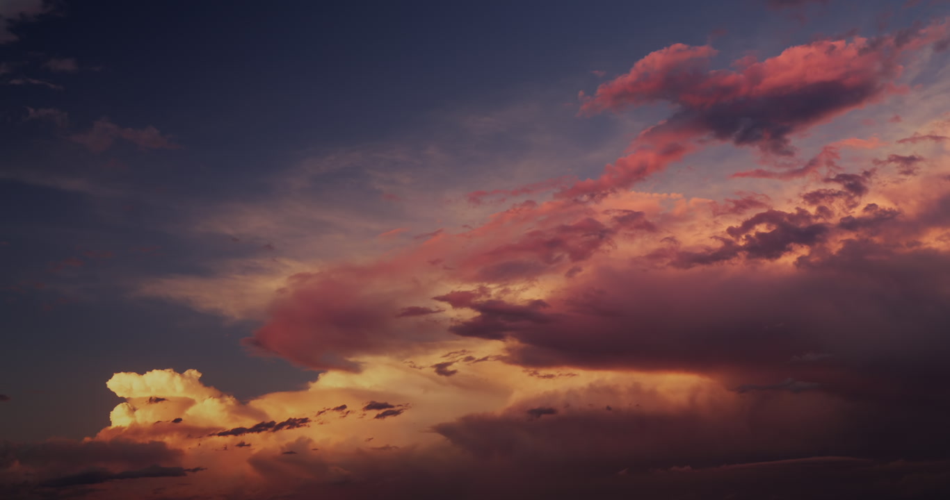 Colorful stormy sky at sunset, 4K