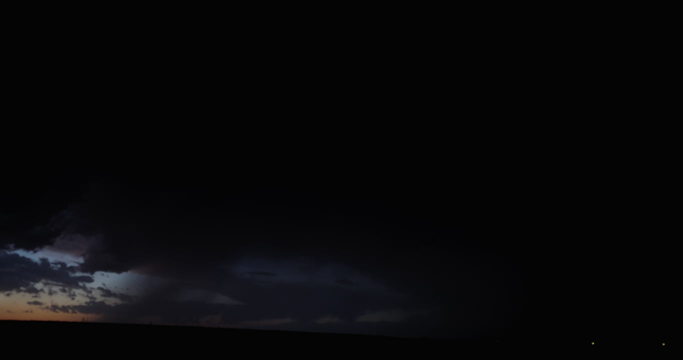 Lightning bolts in sky just after dusk, Nebraska, 4K