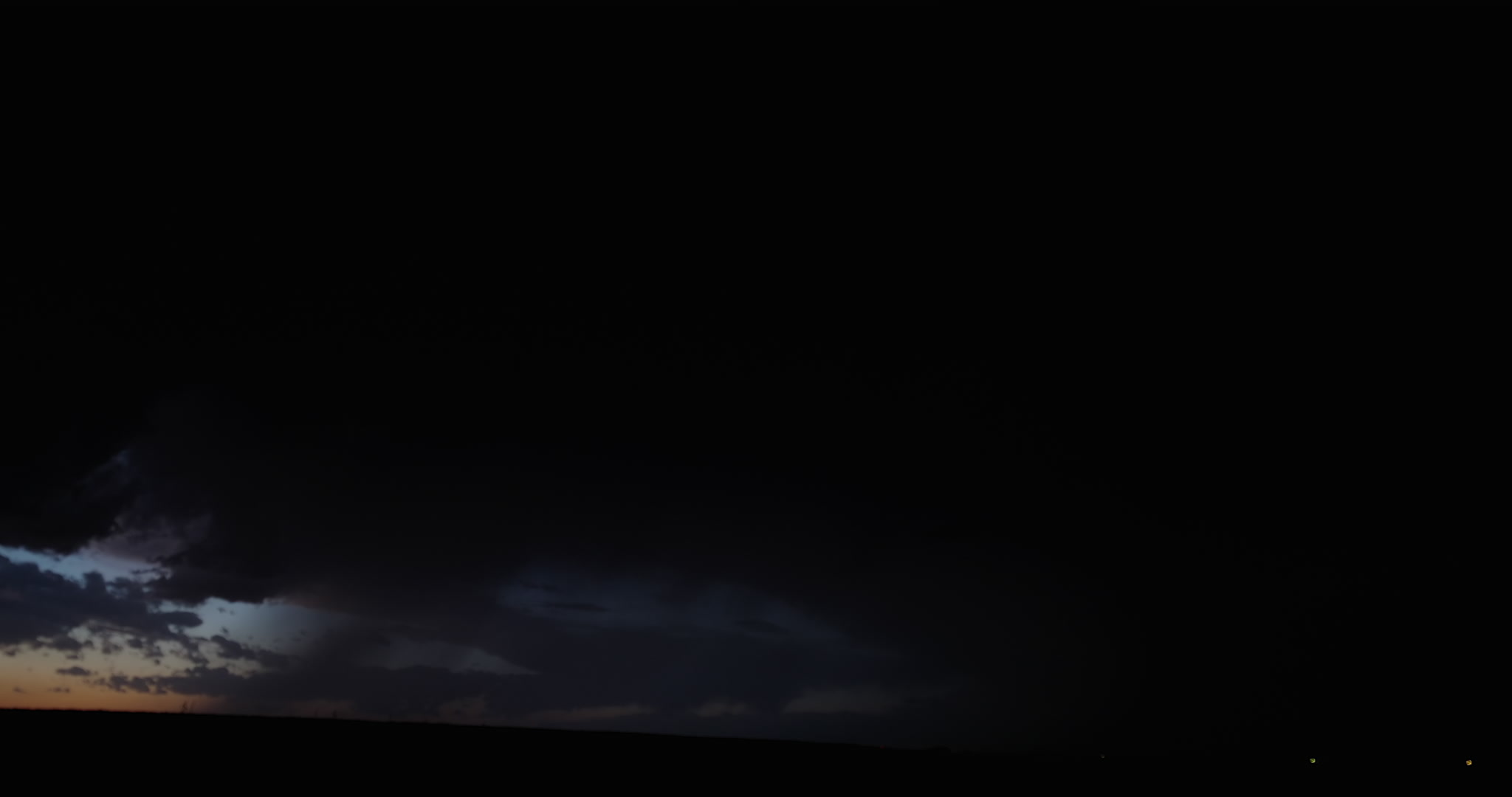 Lightning bolts in sky just after dusk, Nebraska, 4K