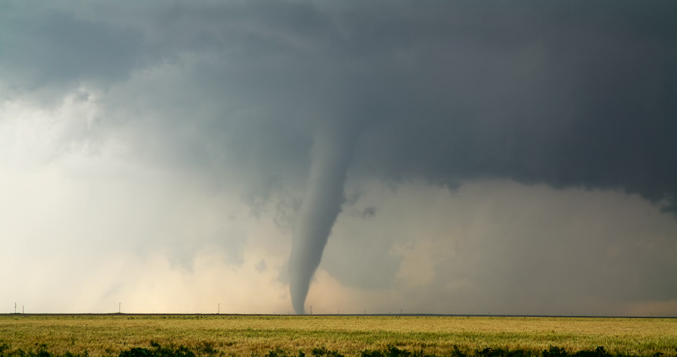Dark tornado with lightning bolt, Holly, Colorado, 6K